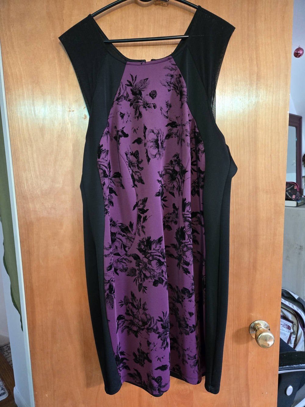 Trixxi Black & Purple Floral Panel Midi Dress